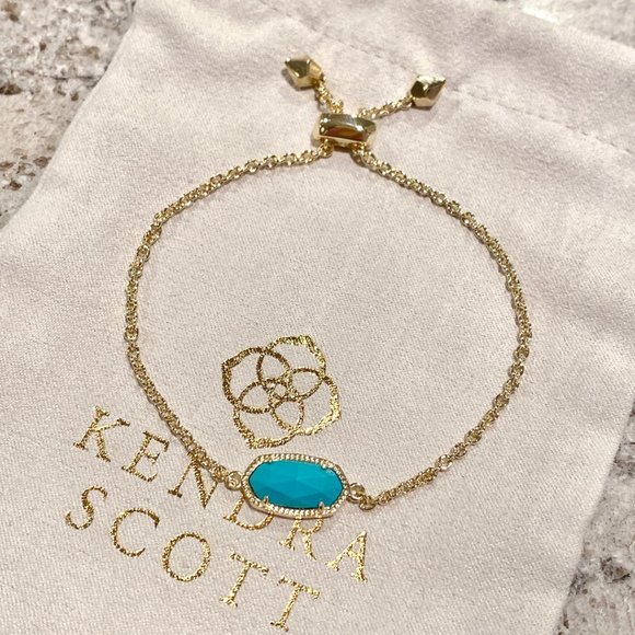 New Kendra Scott Elaina Gold Turquoise Bracelet - Picture 3 of 4